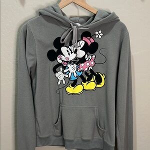 Vintage Disney Gray Hoodie with Mickey and Minnie Mouse Fleece Gray Disneyland